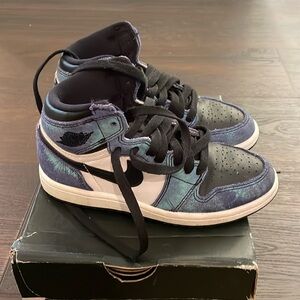 Jordan 1 high OG (ps) white black aurora green tie dye sneakers